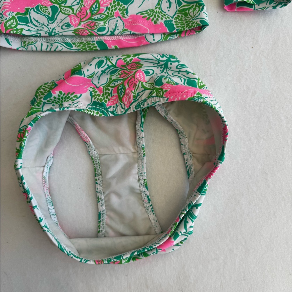 Lilly Pulitzer Girls' Long Sleeve Rash Guard Set Pink & Green Floral SZ 7 EUC - Picture 5 of 6